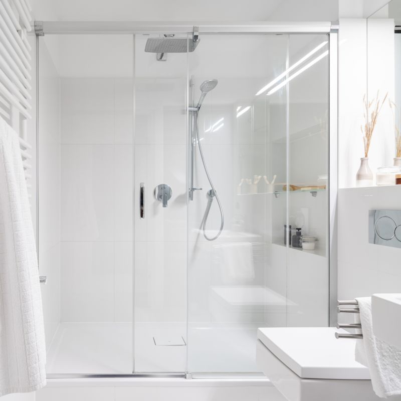 Compact Shower with Glass Partition